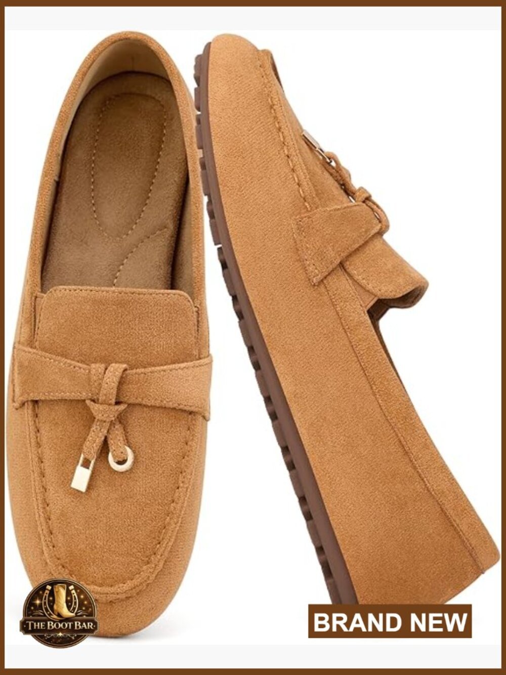 Women's Faux Suede Loafers with Memory Foam Slip On Comfort Flat Shoes